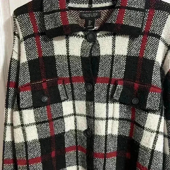 Rachel Zoe knit plaid shacket  sweater L - Picture 2 of 7